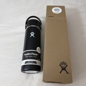 Brand New Hydro Flask 20 oz Wide Mouth Insulated Water Bottle Black Excellent